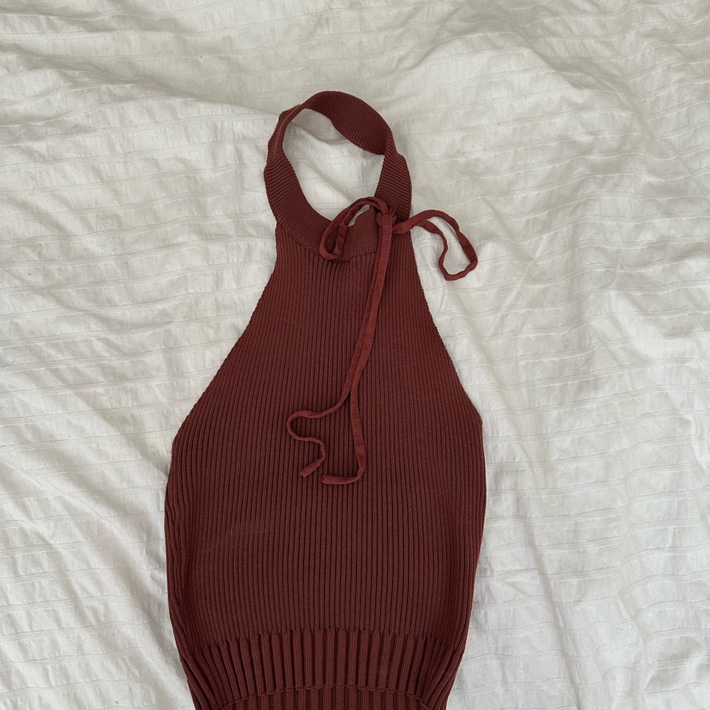 Rust Halter Knit Top